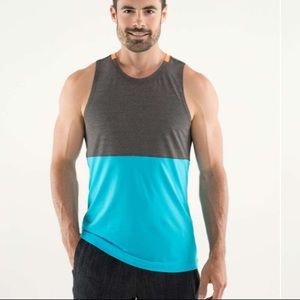 Lululemon Precise Singlet Size M blue/grey/orange